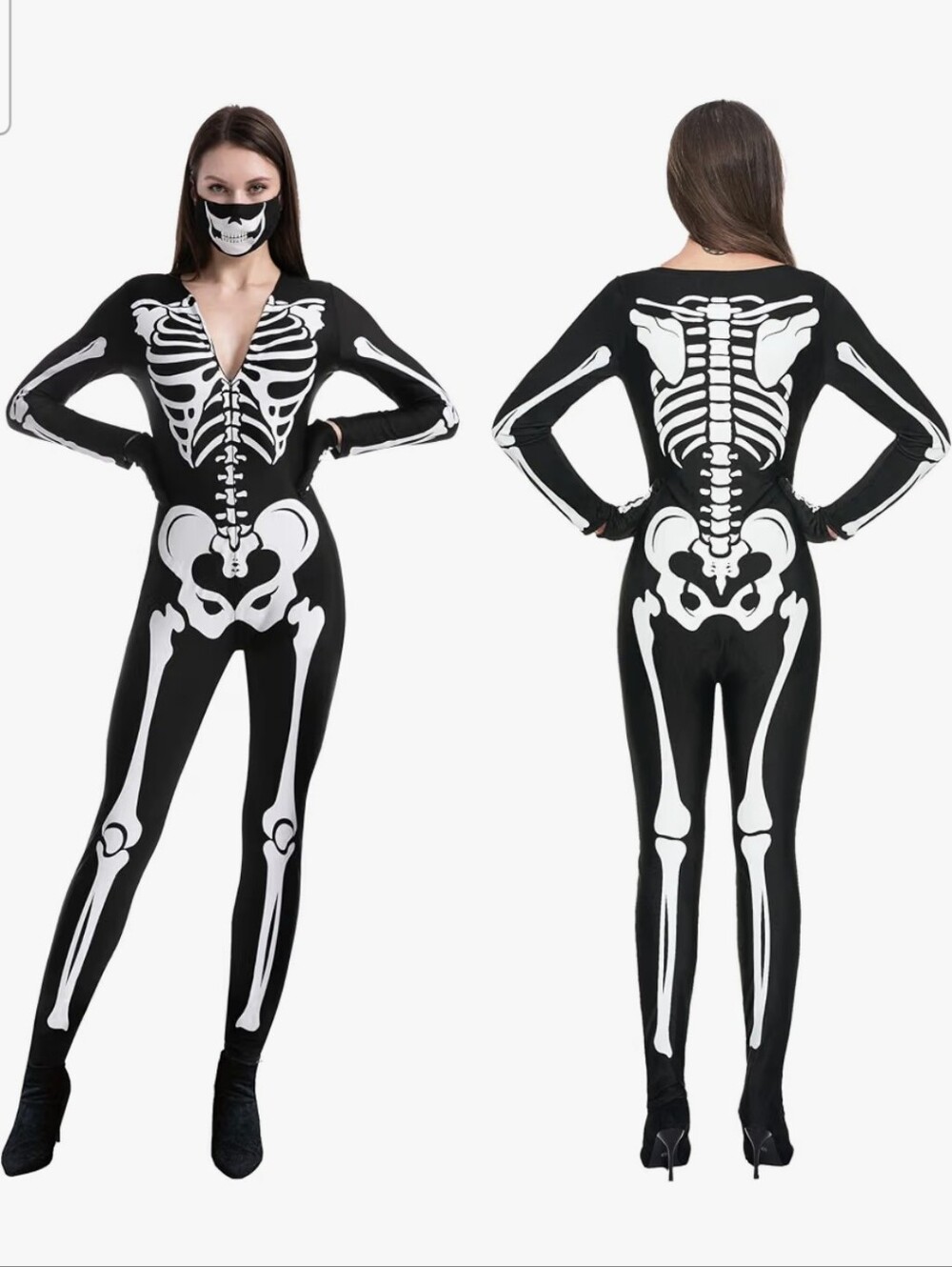 Sexy Skeleton Halloween Party Costume Women's Size Large New Cosplay Double Side
